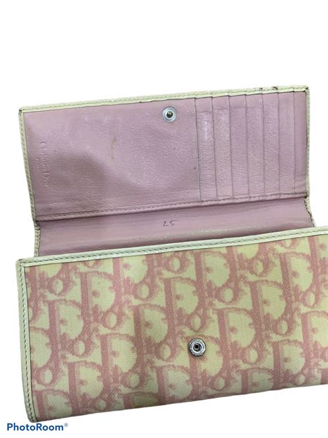 women dior pink monogram wallet|authentic christian Dior wallets.